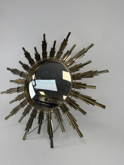 Circular Witch mirror in gilded and openwork...