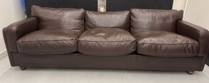 POLTRONE FRAU. 
Three-seat brown leather...