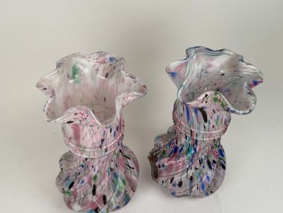 Two baluster vases with torsos and wavy necks...