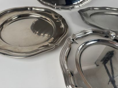 Set of three silver plated scalloped serving...