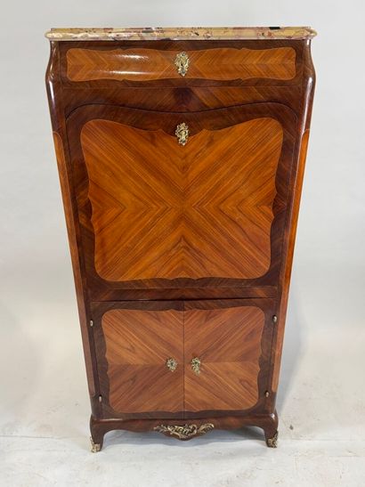 Wood and veneer writing desk opening with...