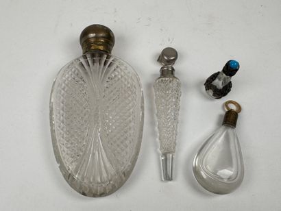 Set of four crystal and cut-glass salt or...