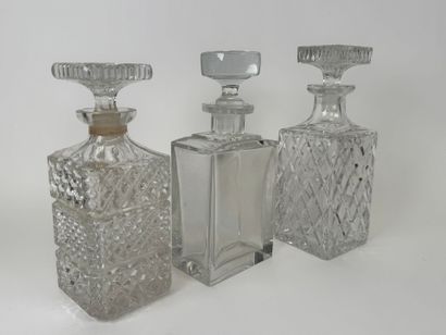 Three crystal and molded and pressed glass...