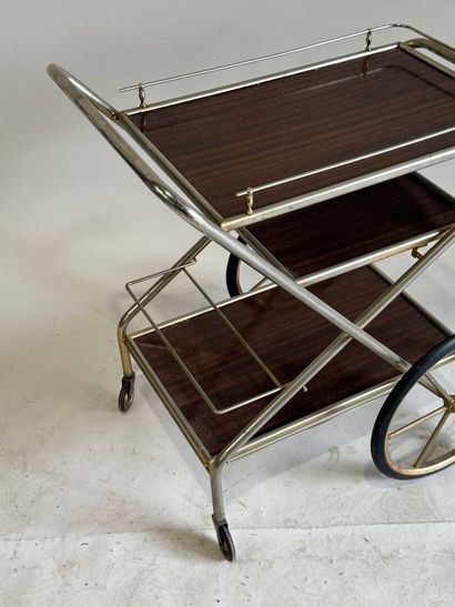 Wheeled sideboard in gilded metal and imitation...