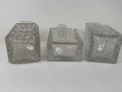 Three crystal and molded and pressed glass...