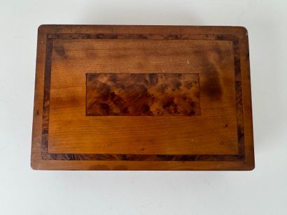 Two rectangular boxes in inlaid elm burl...