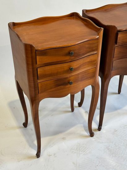 Pair of molded cherrywood bedside tables...