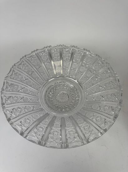 Two large cut crystal goblets with stylized...