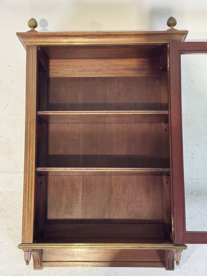 Wall-mounted display case in molded wood...