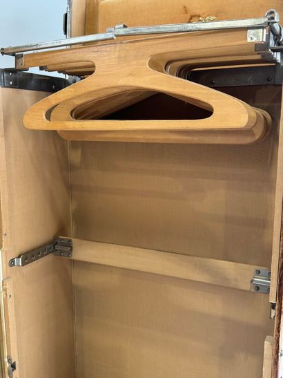 Wood, leather and brass cabin trunk, the...