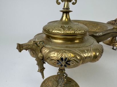 Various objects in brass and gilt and chased...