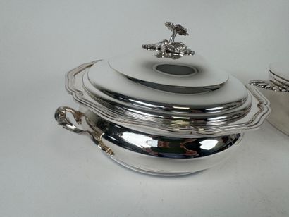 Two silver-plated covered vegetable dishes,...