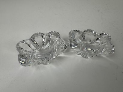 DAUM France. Pair of molded crystal salerons,...