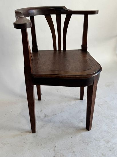 Oak corner armchair with double openwork...