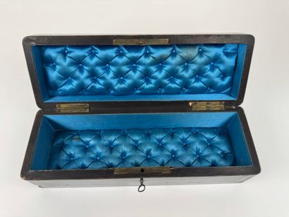 Blackened wood and brass fillet glove box,...