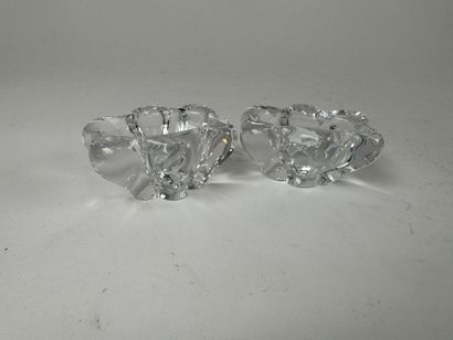 DAUM France. Pair of molded crystal salerons,...