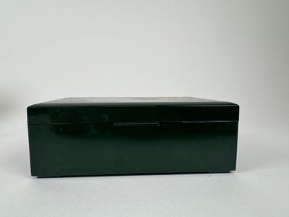 Two rectangular boxes in inlaid elm burl...