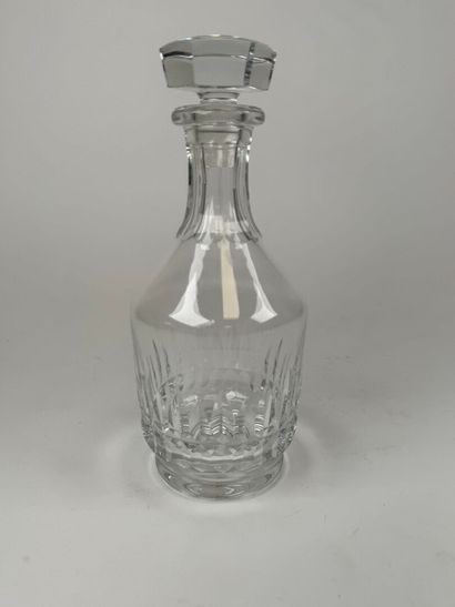 BACCARAT. faceted cut-crystal decanter, stamped....