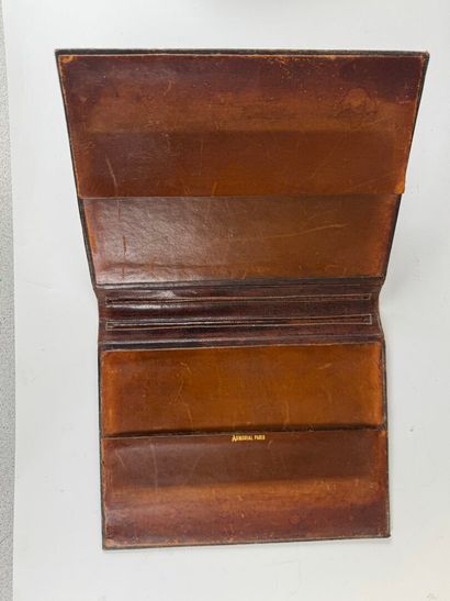 Leather desk set with gold embossed foliate...