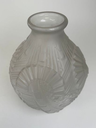 Pair of large spherical vases in molded,...