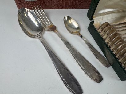 Two silver-plated menagères, each with :
-...