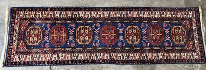 Gallery carpet with blue and beige background...