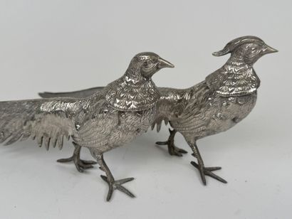 Pair of metal pheasant subjects, L. 31 c...
