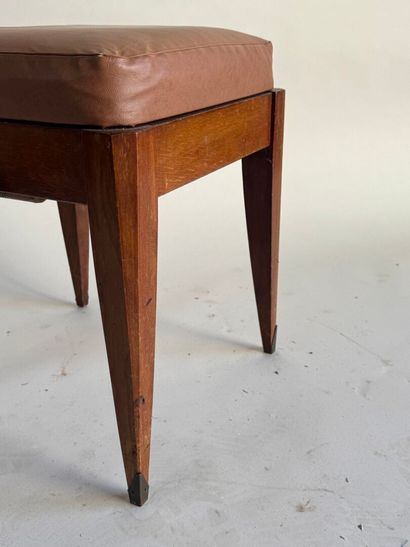 Molded wood piano stool, leather seat, height...