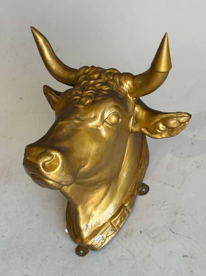 Butcher's sign in gilded zinc featuring a...