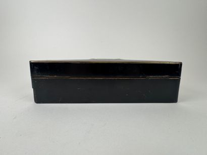 Blackened wood and brass fillet glove box,...