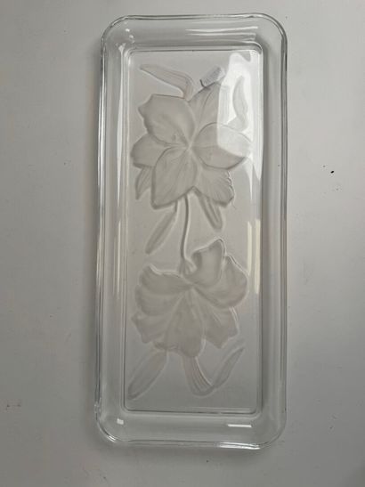Three glass serving dishes with satin-finish...