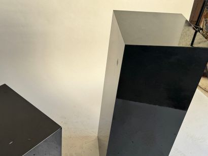 Set of two black lacquered sheaths, one cubic,...