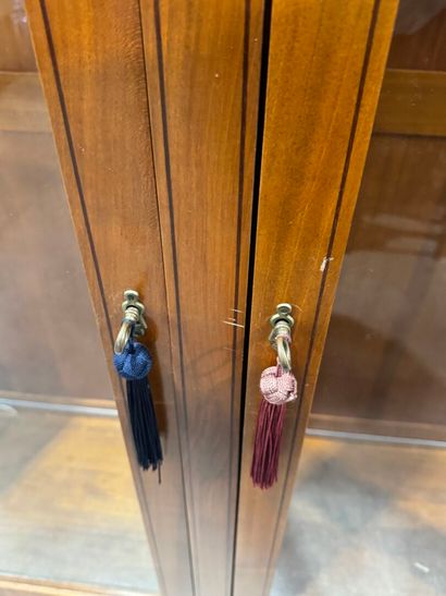 Three-door molded cherrywood display case,...