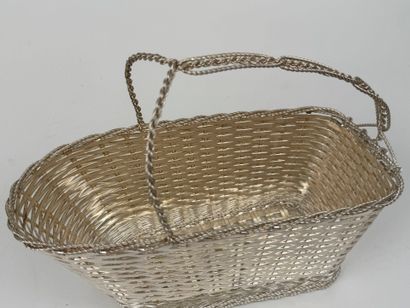 Silver-plated metal bottle holder with braided...
