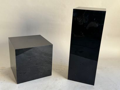 Set of two black lacquered sheaths, one cubic,...