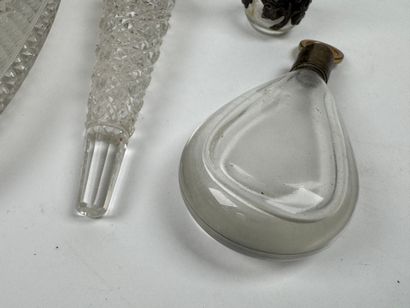Set of four crystal and cut-glass salt or...