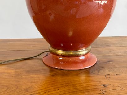 LE DAUPHIN Large orange glazed ceramic lamp...