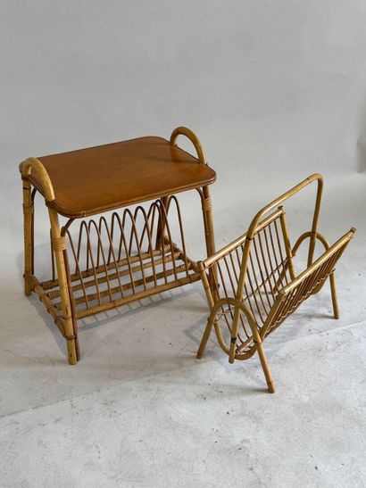 Rattan, wicker and wood set comprising: -...