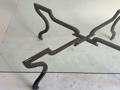 Rectangular coffee table with wrought-iron...