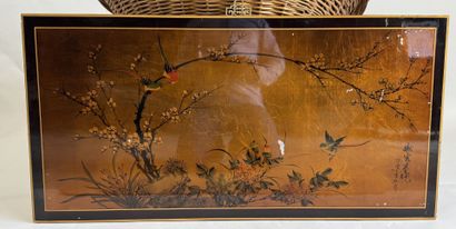 Vietnamese lacquerware decorated with branching...