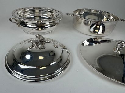 Two silver-plated covered vegetable dishes,...