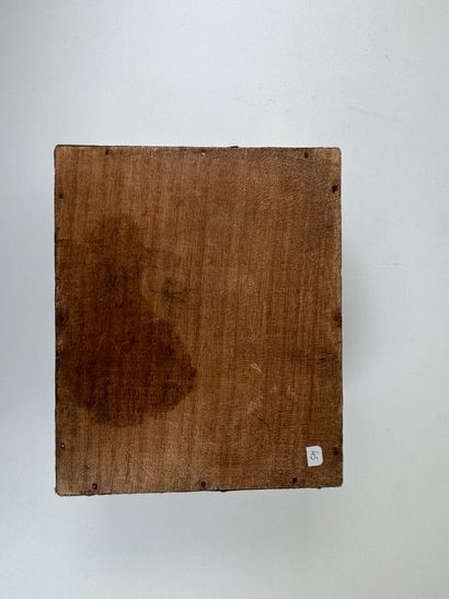 Rectangular box in wood and repoussé metal,...
