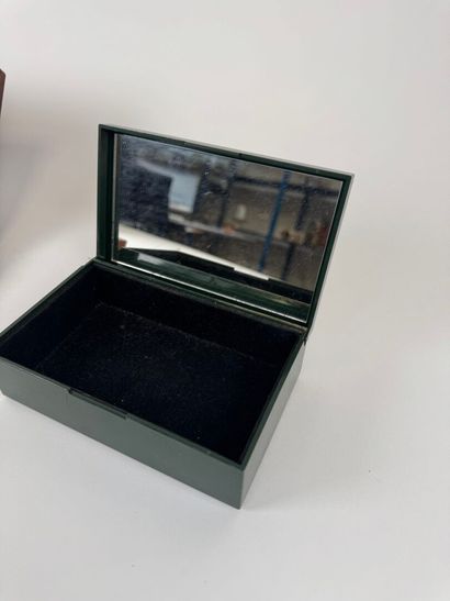 Two rectangular boxes in inlaid elm burl...