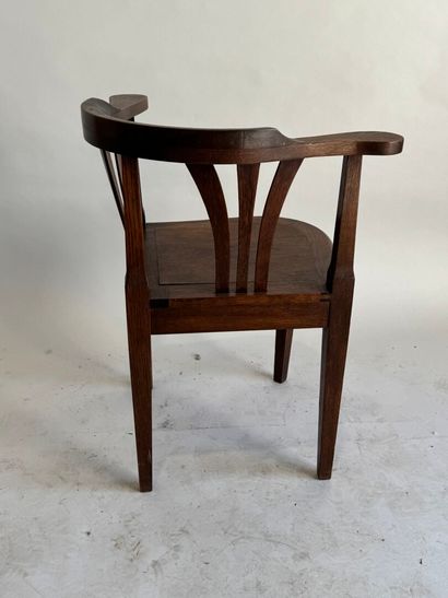 Oak corner armchair with double openwork...