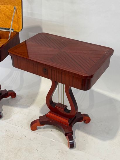 Pair of wood and veneer drop-leaf flying...