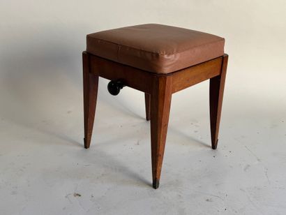 Molded wood piano stool, leather seat, height...
