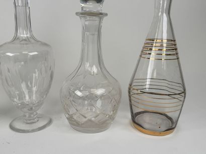 Pair of crystal decanters decorated with...