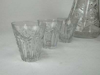 Cut crystal liqueur service with stylized...