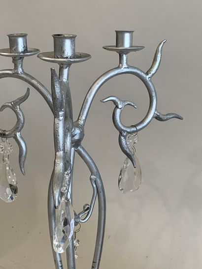 Lot including :
- large three-arm wrought-iron...