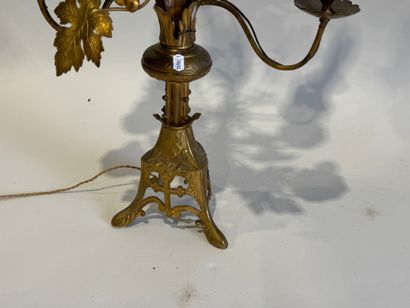 7-light gilt brass church candelabra decorated...
